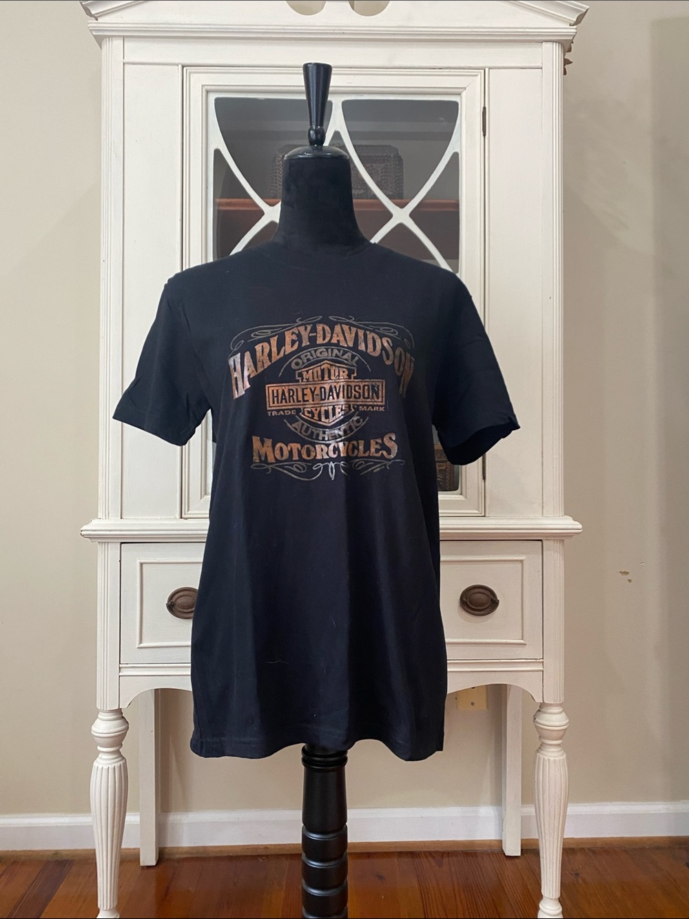 Harley-Davidson Black Tee with Faded Gold Logo